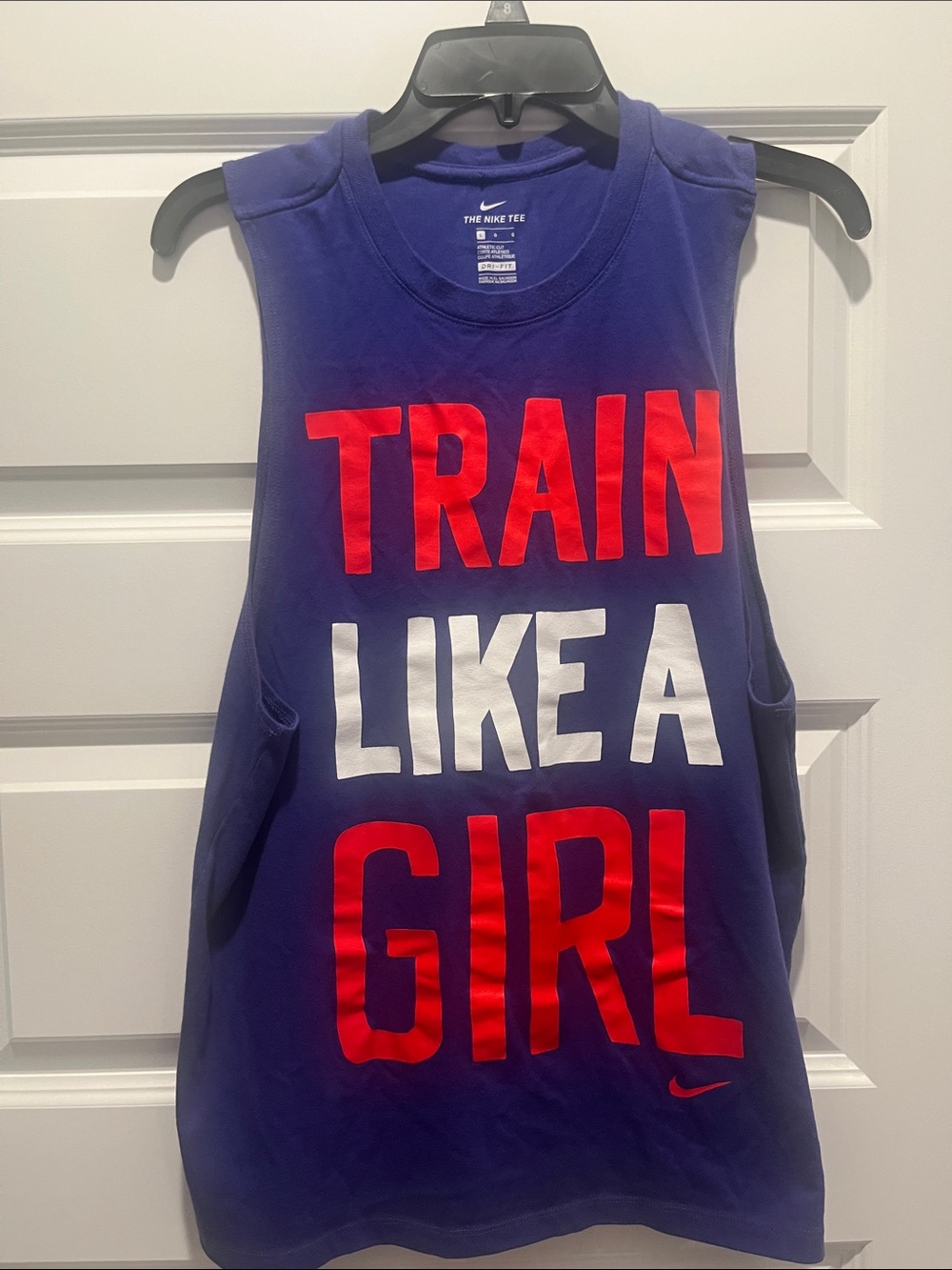 Nike Dri-Fit "Train Like A Girl" Woman's Muscle Tee athletic purple red sz Large